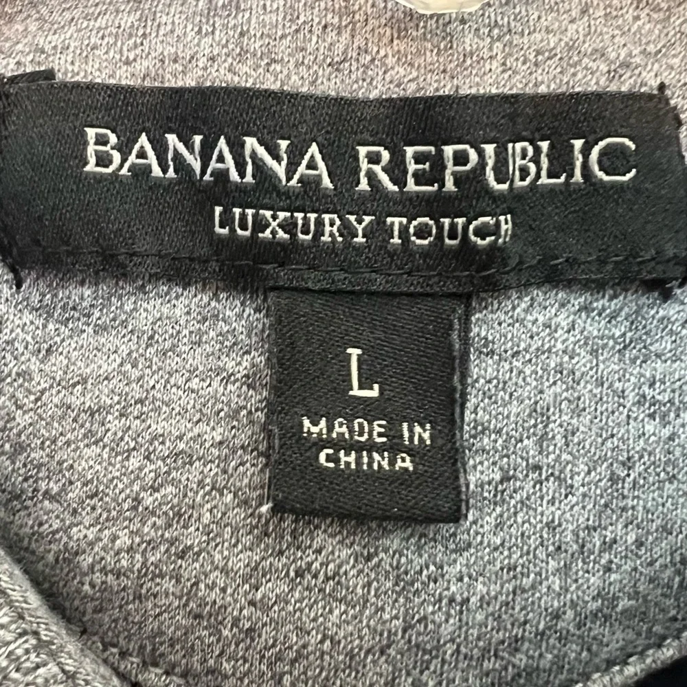 Banana Republic Luxury Touch Polo Blue Gray Trim Short Sleeve Shirt Size L